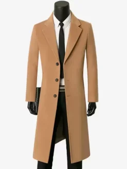 Vestes Pour Hommes Manteaux Long Col Rabattu Chic Cintré