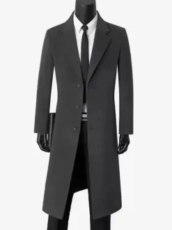Vestes Pour Hommes Manteaux Long Col Rabattu Chic Cintré