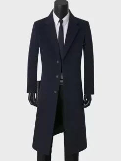 Vestes Pour Hommes Manteaux Long Col Rabattu Chic Cintré