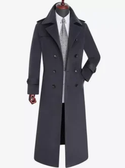 Vestes Pour Hommes Manteaux Long Croisé Col Rabattu Décontracté Camel Élégant