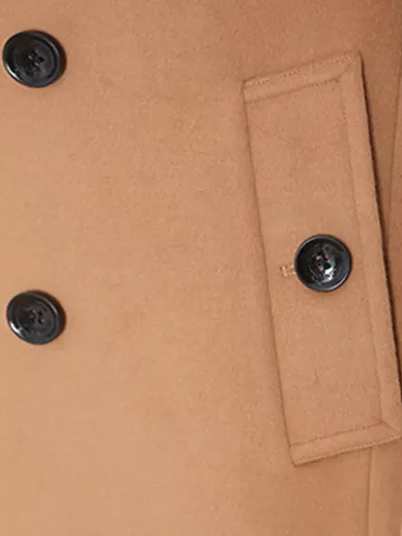 Vestes Pour Hommes Manteaux Long Croisé Col Rabattu Décontracté Camel Élégant