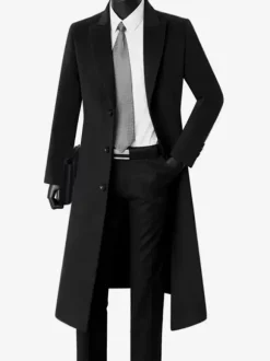 Vestes Pour Hommes Manteaux Col Rabattu Confortable Bleu Foncé Chaud Classique