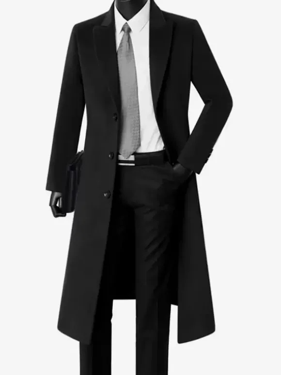 Vestes Pour Hommes Manteaux Col Rabattu Confortable Bleu Foncé Chaud Classique
