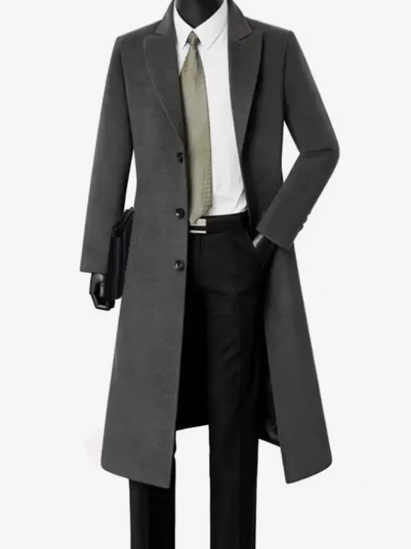 Vestes Pour Hommes Manteaux Col Rabattu Confortable Bleu Foncé Chaud Classique