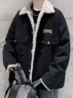 Vestes Pour Hommes Manteaux Confortable Bleu Noir Cool Fausse Fourrure