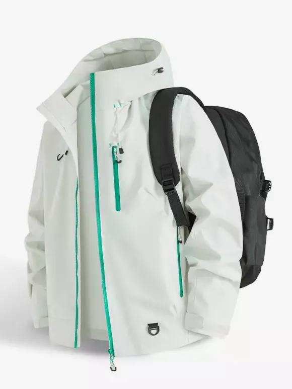 Vestes d'extérieur à capuche pour hommes manteaux coupe-vent pour couple avec poche poitrine zippée unique et poches latérales zippées