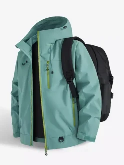 Vestes d'extérieur à capuche pour hommes manteaux coupe-vent pour couple avec poche poitrine zippée unique et poches latérales zippées