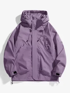Vestes Manteaux Veste Hommes Vestes Chic Noir À Capuche Imperméable