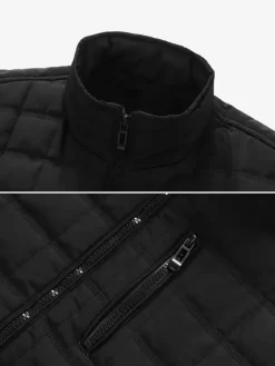 Vestes matelassées pour hommes à manches longues poche poitrine zippée verticale unique et poches latérales manteaux avec poignets et ourlet côtelés