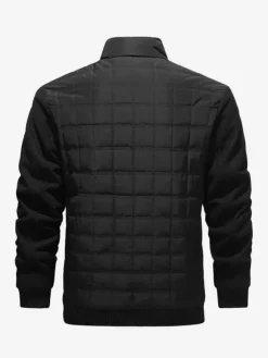 Vestes matelassées pour hommes à manches longues poche poitrine zippée verticale unique et poches latérales manteaux avec poignets et ourlet côtelés