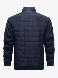 Vestes matelassées pour hommes à manches longues poche poitrine zippée verticale unique et poches latérales manteaux avec poignets et ourlet côtelés