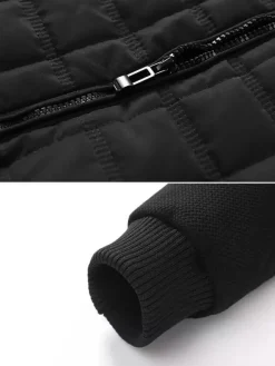 Vestes matelassées pour hommes à manches longues poche poitrine zippée verticale unique et poches latérales manteaux avec poignets et ourlet côtelés