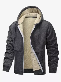 Vestes polaires à capuche pour hommes manches longues fermeture éclair manteaux d'hiver