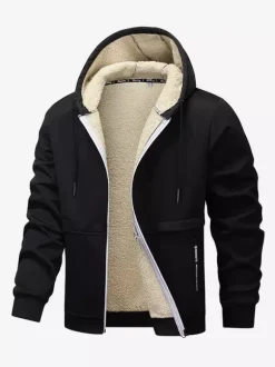 Vestes polaires à capuche pour hommes manches longues fermeture éclair manteaux d'hiver
