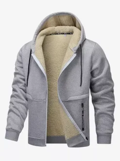 Vestes polaires à capuche pour hommes manches longues fermeture éclair manteaux d'hiver