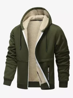 Vestes polaires à capuche pour hommes manches longues fermeture éclair manteaux d'hiver