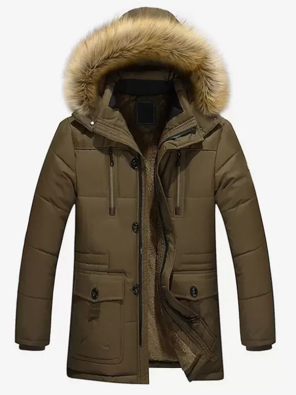Vestes Pour Hommes Manteaux À Capuche Fausse Fourrure Parka Décontracté
