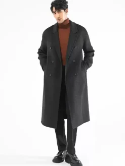 Vestes Pour Hommes Manteaux Hiver Col Rabattu À Revers Noir Chesterfield
