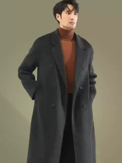 Vestes Pour Hommes Manteaux Hiver Col Rabattu À Revers Noir Chesterfield