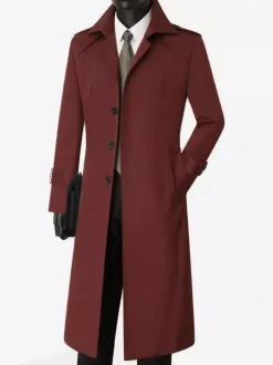 Vestes Pour Hommes Manteaux Long Col Rabattu Confortable Camel
