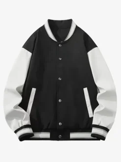 Veste universitaire pour hommes grande taille décontractée manches longues cardigan ample vestes de baseball