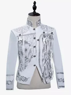 Veste Vintage Médiévale Noire Rétro À Franges Paillettes Costumes Vintage Hommes