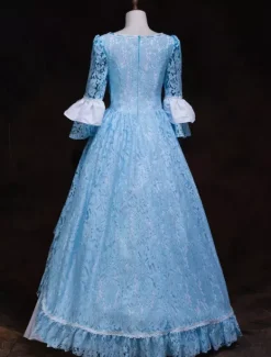 Victoria Robe Mascarade Renaissance médiévale Costume Rococo Marie Antoinette Robe Déguisement rétro boule robes Royal Floral Ruffles Déguisements Halloween