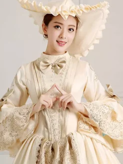 Victoria Robe médiévale Costume Rococo Marie Antoinette Vintage Robe Champagne Opéra rétro femmes Déguisements Halloween