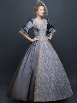 Victoria robe Opéra Costume vintage Robe gris En Satin Robe De Soirée Fête Costume Princesse Déguisements Halloween