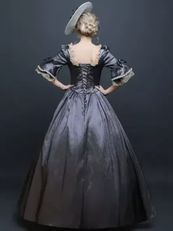 Victoria robe Opéra Costume vintage Robe gris En Satin Robe De Soirée Fête Costume Princesse Déguisements Halloween