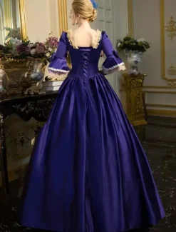 Victoria Robe Opéra Costume vintage Baroque dentelle brodée robe Tunique robe boule lacets Déguisements Halloween