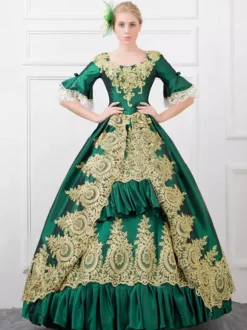 Victoria Robe vintage médiévale Rococo Marie Antoinette Opéra Robe de bal Costume rétro Baroque volants imprimé Déguisements Halloween