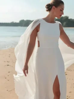 Voile de mariée à un niveau en mousseline de soie avec bord coupé