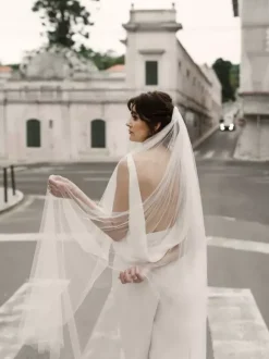 Voile de mariée en tulle délicat voile de mariée simple et long