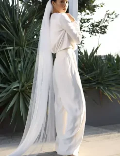 Voile de mariée en tulle délicat voile de mariée simple et long