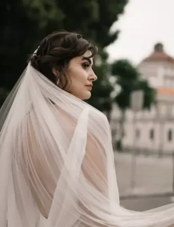 Voile de mariée en tulle délicat voile de mariée simple et long