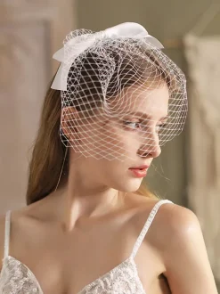 Voiles de mariage N艙uds Voile de mariée en filet à un niveau