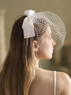 Voiles de mariage N艙uds Voile de mariée en filet à un niveau