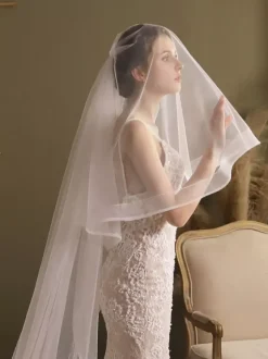 Voiles de mariée cascade Voiles de mariée en tulle à deux niveaux