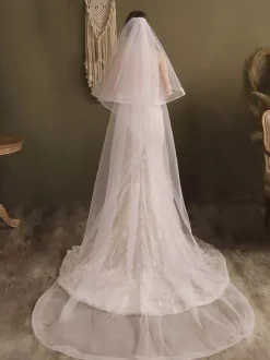 Voiles de mariée cascade Voiles de mariée en tulle à deux niveaux