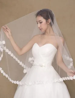 Voile voile à coude 1 couche en tulle dentelle plongeant