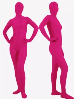 Vêtement de zentai rose en lycra spandex enveloppé Déguisements Halloween