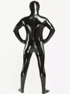Vêtement de zentai noir de yeux et bouche ouverts Déguisements Halloween