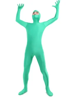 Vêtement de zentai vert bleu unicolore de face ouverte Déguisements Halloween