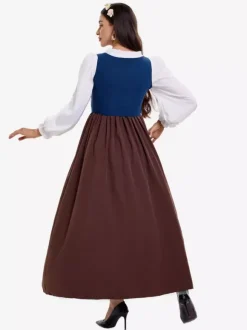Vêtements de ferme rétro médiévaux robe de femme de chambre de village de la période coloniale costumes de cosplay