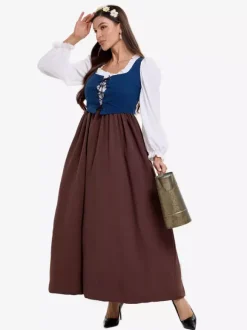 Vêtements de ferme rétro médiévaux robe de femme de chambre de village de la période coloniale costumes de cosplay