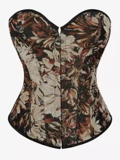 Vêtements vintage Corset vintage Vêtements vintage pour femmes Corset à lacets bleu ciel clair Imprimé floral rétro pour adultes