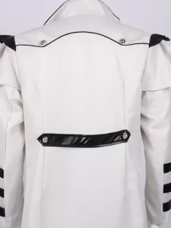 Vêtements de banquet de palais médiéval blanc coupe-vent long avec fente à fermeture éclair vêtements de performance sur scène