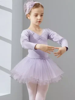 Vêtements de danse pour filles tutu à manches longues vêtements d'entraînement vêtements de performance de danse