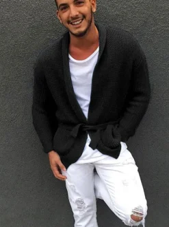Vêtements pour hommes Cardigan pour hommes Pulls pour hommes Cardigans pour hommes Chic Manches longues Vert Noir Élégant